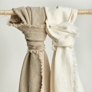 RUSTIC LINEN Throws Blankets Natural Ivory