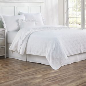 Plisse Sheets shown with Whitney White Coverlet